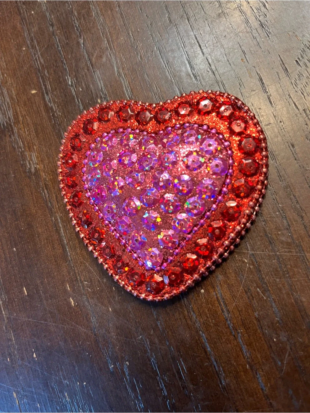 Red Rhinestone Heart Compact Mirror Pocket Makeup Mirror Valentine Bling Gift